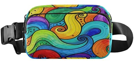 Bunte Gürteltasche mit Regenbogen-Wirbeln, für Damen und Herren, kleine Gürteltasche, Reisebrieftasche mit verstellbarem Riemen für Reisen, Urlaub, Laufen
