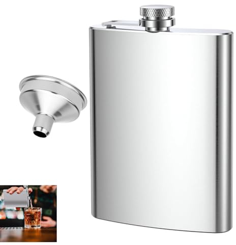 Zpeiran Flasque à Alcool en Acier Inoxydable,2 Pièces Flasque de Whisky Portable et Étanche avec 1 Entonnoir,Flasque de Poche Anti-Fuite pour Spiritueux,pour la Randonnée,Le Voyage et Les Fêtes
