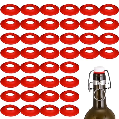 OPVYAEU 40 Stück Dichtungsringe, Dichtungsring Trinkflasche, Dichtungsring, Silikon Dichtung Flap Top Bottle Cap Suitable for Flip Top Beverage Bottles