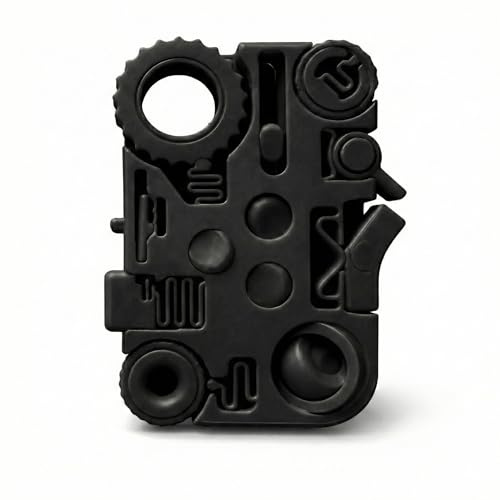 12-in-1 Fidget Toy for Adults & Teens, 3D Printed Stress Relief Gadget with Spinner, Clicker, Slider, Dial & Joystick, Smooth Rotating Sensory Toy for Anxiety, Focus & ADHD (Black)