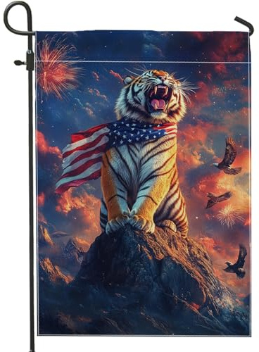 Bannerfahnen Patriotischer Tiger, Amerikanische Flag, Wilder Tiger Garten Fahnen Lustige Sommer Flaggen, Für Bauernhaus, Partys, Veranda, 30x45cm