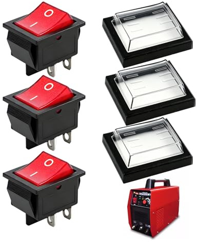 3 Pcs Interruptor Basculante Impermeable con LED, Interruptor Tipo Barco de 4 Pines Y 2 Posiciones, Resistente con Corriente de AC 250V 16A, para Diversos Electrodomésticos Del Hogar (Rojo)