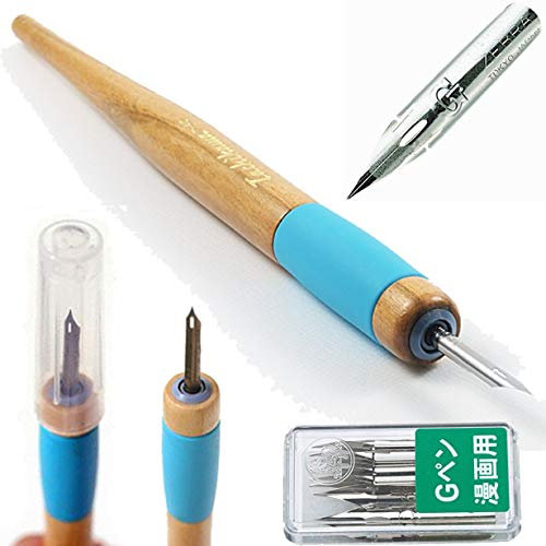 Tachikawa Comic Pen Nib Holder(T-40) + Zebra Comic G Model Chrome Pen 10 Nibs(PG-6C-C-K