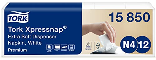 Tork 15850 Xpressnap Extra Soft Spenderserviette unbedruckt / Weiße Papierserviette für Serviettenspender N4 / 8x1000 Stück