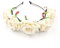 JZK Weiß Rose Headpiece Damen Mädchen Garland Blumen Krone Kranz Tiara Blumen Haarreif Haarband Kopfband Blumenstirnband für Hochzeit Braut Brautjungfer Party