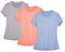 icyzone Sport T-Shirt Damen Kurzarm Laufshirt - Atmungsaktive Fitness Gym Shirt Sport Oberteile, 3er Pack (XXL, Granite/Blue/Orange)