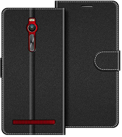 COODIO Custodia in Pelle per ASUS Zenfone 2 ZE551ML, Cover a Libro Magnetica Portafoglio per ASUS Zenfone 2 ZE551ML, Nero