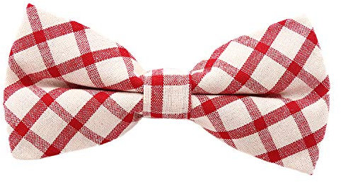 DonDon Noeud papillon à carreaux en coton pour homme 12 x 6 cm avec crochet déjà lié et réglable - Rouge-blanc