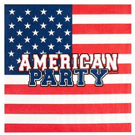 Boland - Lot de 12 serviettes de table American Party, 33 cm, multicolore, BOL44957