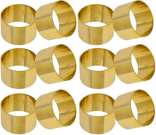 SKAVIJ Handgemachte Serviettenringe 12Er Set für die Abendessen, Party, Tägliche, Esstisch Dekoration Gold