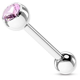 Piercing Langue UTOPIA Rose Acier Chirurgical Inoxydable Anti Allergique Barbell LOVEPIERCING
