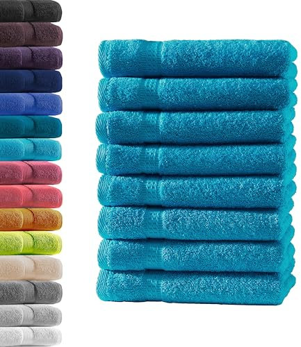 8X Gästetuch | Türkis | 100% Baumwolle Frottier | Oeko-TEX® Standard 100 | Premium Qualität 500 g/m²