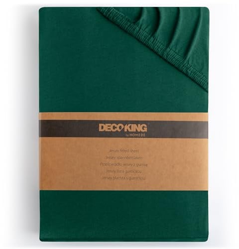DecoKing Spannbettlaken 200x200 200x220 cm 100% gekämmte Baumwolle Grün Spannbetttücher Jersey Boxspringbett Amber 200 x 200 200 x 220