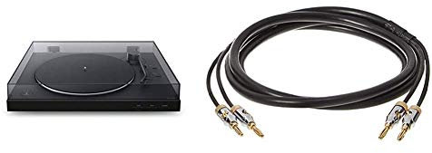 Sony PS-LX310BT Bluetooth Turntable with built-in Phono Pre-Amp, 2 speeds and 3 gain modes & Amazon Basics Speaker Cable with Gold-Plated Banana Tips - CL2-99.9% Oxygen Free - 1.8 m