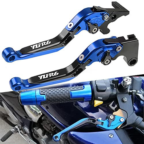QJY-Motor Part-Store YZFR6 YZFR1 Einstellbar Kupplungshebel Bremshebel Für YZF R6 YZF-R6 2017-2020 YZF-R1 2015-2020(Blau/Schwarz)