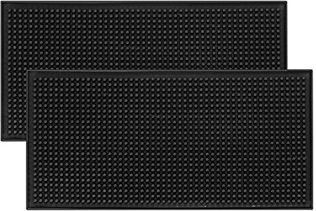 Gummi-Bar-Service-Untersetzer, schwarz, rutschfest, für Bier, Whiskey, Glas, Kaffee, Bars, Untersetzer, für Küche, Restaurants, Bars, Theken – 30,5 x 15,2 cm, 2 Stück