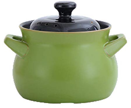 zxb-shop Suppentopf Runder Keramik-Auflauf-Premium-Non-Stick-Steingut-Topf mit Deckelsuppe Crock mit Dual-Griff 19cm / 3.8l für Induktionstocher Schmorpfanne (Color : Green)