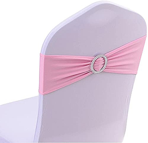 CNFQ 50 PCS Noeuds de Chaise Elastique Pas Besoin d'être Lié Décor Mariage Fête Baptême (Rose, 50)