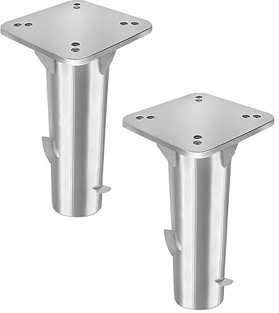AufuN 2 Stück Metall Bodenplatte Sonnenschirmständer für Sonnenschirme, Universal Bodenhülse, Robust Bodenanker- einfache Montage (Silber)