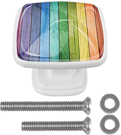 WARMFM Rainbow Wood Texture Door Pull Knobs Drawer Handles 4 Set 1.18 inches Knobs
