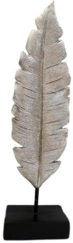 groß Deko Figur Feder Blatt Silber Kalligraphie Dekoobjekt Skulptur Statue -4