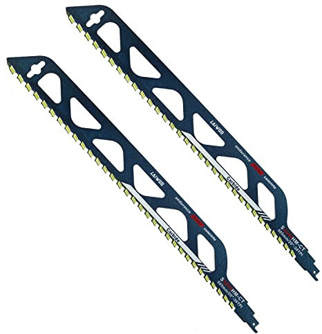 LAIWOO 2 Stück Säbelsägeblätter Stein, Hartmetallstahl Sägeblätter, Ytong Säge, Ziegelsäge Säbelsäge für Porenbeton, Beton für Einhell, Dewalt, Bosch (S2243HM, 455mm)