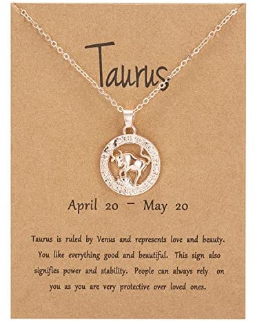 Rose Gold Star Sign Motif Pendant Chain Necklace - Taurus (20th April - 20th May) - Zodiac Constellation Horoscope Celestial Astrology Jewellery - Women Men Gift