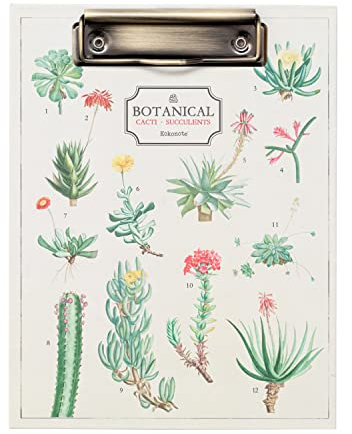 Grupo Erik Carpeta Pinzas A5 Botanical Cacti con Bloc A5 y Bolsillo - Portapapeles con Pinza A5 - Carpeta con Pinza 17x21,8 cm para Documentos A5