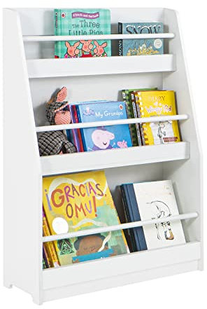 SoBuy Bibliothèque sur 3 Niveaux, Meuble de Rangement Enfant, Étagère Bibliothèque, Rangement Jouet et Livre pour Chambre Enfant, Bureau ou Maternelle, Blanc, 58x18x81cm, KMB45-W