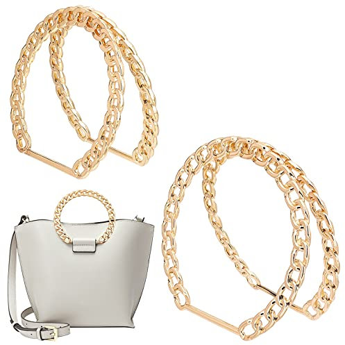 PandaHall Taschengriff Mit Twist Kette 4 stücke Hanf Blumen Ring Metallgriff Ersatz Dekorative Geldbörse Griff Handgemachte Taschengriff Für Sommer Handgemachte Tasche Strandtasche Stroh Handtaschen
