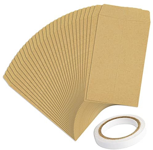 Mini Seed Envelopes 100 Pcs Small Brown Envelopes, Kraft Paper Coin Packets for Storing Small Items Seeds Coins Wages Notes Beads 6 x 10 cm (2.4 x 3.9 inch)