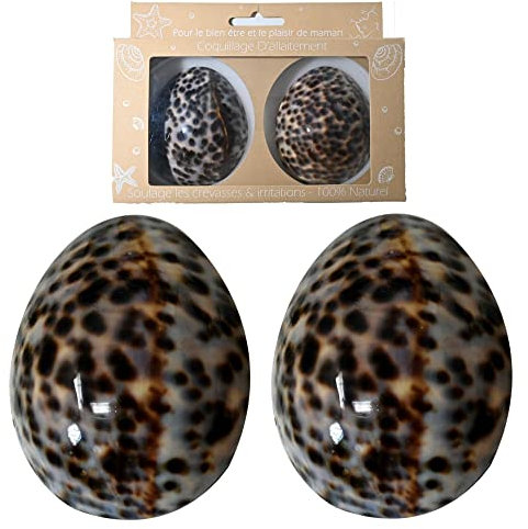 IRRÉVERSIBLE BIJOUX - Coquillages d'Allaitement en Nacre Naturelle - Taille L (Ø 7 cm) - Soulage Crevasse & Douleur, Protège-Mamelons avec Pochette Coton de Rangement Offerte - Zéro-Déchet - Gris