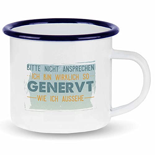 wowshirt Emallie Tasse Bitte Nicht Ansprechen Ich Bin Wirklich So Genervt Bürohumor Arbeitskollege Chef Mitarbeiter, Farbe:White - Navy