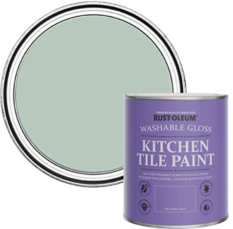 Rust-Oleum Green Water-Resistant Kitchen Tile Paint in Gloss Finish - Leaplish 750ml