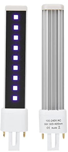 9W Ultraviolet Lamp, 365 405nm Dual Light Bulb Led Nail Lamp Tube, Led Nail Lamp Replacement Salon Professional Manicurist, Studio or Family Use