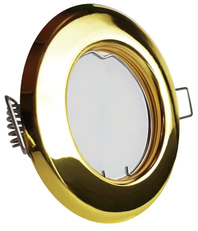 CONCEPTRUN LED Einbaustrahler rund Gold Messing Optik Einbauleuchte Strahler 60mm-75mm Einbaudurchmesser inkl. Fassung und Leuchtmittel in warmweiß GU10 230V (Modell: RD120)