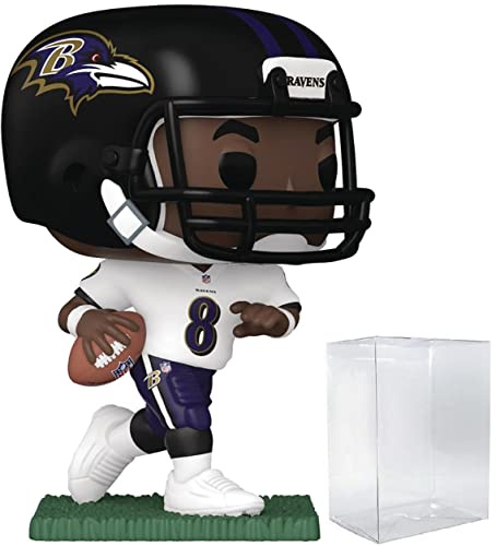 POP Fu ball: Ravens Lamar [Jackson] (Away Jersey) Funko Vinyl-Figur (geb ndelt mit kompatibler Box-Schutzh lle), mehrfarbig, 9,5 cm