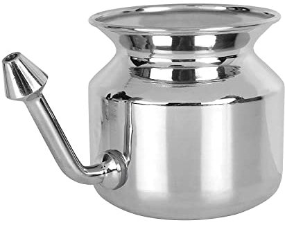 Stainless Steel Ayurvedic Jal Neti Pot for Sinus Congestion and Nasal Cleansing (Silver) (Ayurvedic Jal Neti Pot)