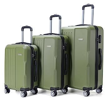 VERTICAL STUDIO 20 24 28 Koffer Reisekoffer 3er-Set Trolley Mehrteilig mit Ziffern Kofferschloss aus Kunststoff (ABS) Vier Rollen (Grün Visby)