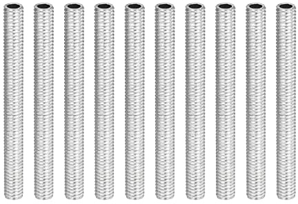 YOKIVE 10 Pack Lamp Pipe Nipple, 6cm Length M6 Thread 1mm Pitch Zinc Plated Hollow Pipe Lamp Repair Parts, Great for Light Fittings