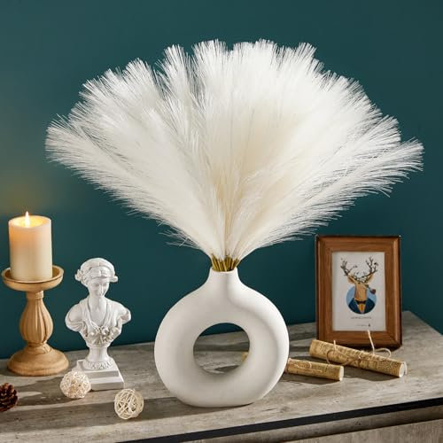 Serwalin 𝟲𝟬 𝙎𝙩𝙪̈𝙘𝙠 45cm Faux Pampasgras,Flauschiges künstliches Pampasgras für Valentinstag Dekoration,Boho Dekoration,Wohnzimmer,Haus,Vase Füllung,Hochzeit