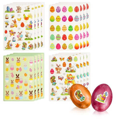 com-four® 400x Ostersticker - niedliche Aufkleber im Frühlings- und Osterdesign - Selbstklebende Bilder für Ostereier, Karten, Geschenke, DIY-Deko - Osteraufkleber (0016x Stickerbogen (400 STK.))