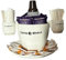 Coffee World, Tazzone artigianale con piatto in porcellana porta cialde, capsule, palette, zucchero, bicchierini da caffè, tazzone porta accessori da caffè, bicchierini, palettine e zucchero