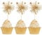 Gyufise 20Pcs Foil Firework Cupcake Toppers Happy Birthday Cake Toppers Sparkle Tinsel Flower Drink Stirrers Cocktail Food Fruit Toothpicks for Valentine's Day Party Supplies Gold