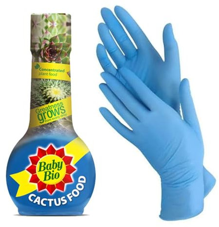 Baby Bio Cactus Concentrate Plant Food 175ml with Concept4u Latex Medium Gloves, Greatness Grows from Every Drop High Potassium for Better Plant Yield