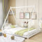 MQLAE Babybett 140x 200 cm, Bodenbett, Kleinkindbett, Kinderbett, Jugendbett, Hausbett, Zeltbett, Indianer Bett aus Massivholz, Bett mit Lattenrost, ohne Matratze, Weiß