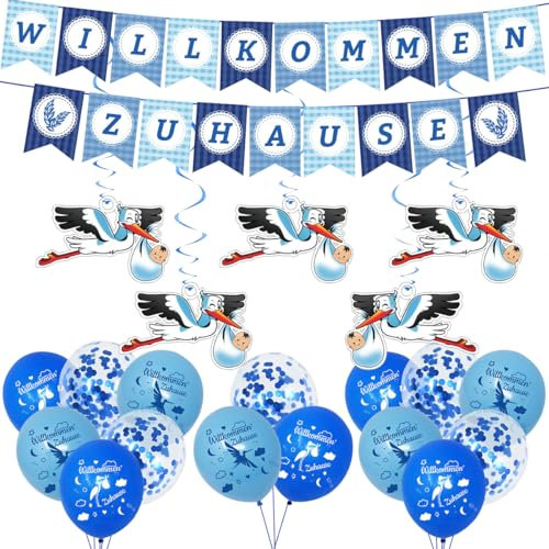 Willkommen zu Hause, Welcome Home Baby, storch geburt für draussen, herzliches Willkommensbanner, Babyparty-Dekoration, Willkommen zu Hause, Baby (Blau)