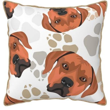 YounPrenG Kissen, Kissenbezüge aus Samt mit goldenem Rand, Kissenbezüge, Dekokissen für Zuhause, Bett, Sofa, Auto,Rhodesian Ridgeback mit Liebe