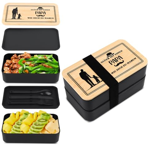 Johiux vatertagsgeschenk Brotdose Geschenke für Papa,Bester Bonus Papa Geschenk für Vater Schwiegervater,Geschenk Vater Geburtstag Brotdose mit Bambus-Box-Deckel.