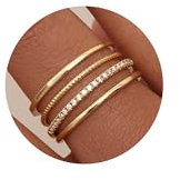 Roheafer 4er Goldringe für Damen Dünne 14K Vergoldete Ringe Stapelringe Daumenringe Finger Verlobungsringe Versprechensring-size 8